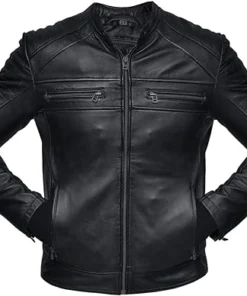 Men Black Motorcycle Leather Jacket