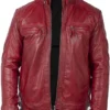 Men Distressed Maroon Leather Jacket