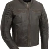 Mens Distressed Brown Cafe Racer Jacket