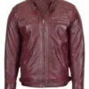 Mens Maroon Lambskin Leather Jacket