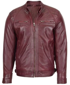 Mens Maroon Lambskin Leather Jacket