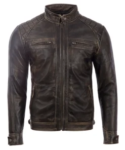 Mens Quilted Brown Leather Jacket