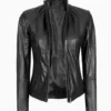 Amalfi Womens Black Cafe Racer Leather Jacket