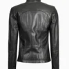 Black Cafe Racer Style Leather Jacket For Women