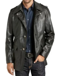 Bristol Black Leather Coat