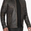 Brown Rub Off Cafe Racer leather jacket