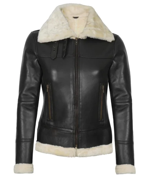Frances Women’s Brown B3 Bomber Shearling Leather Jacket