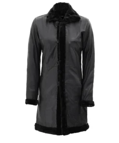 Maura Women’s Black Shearling Leather Coat