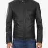 Men Black Cafe Racer Jacket