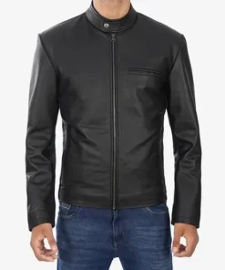 Men Black Cafe Racer Jacket