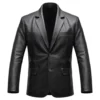 Men Black Leather Blazer