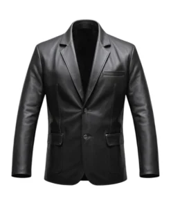 Men Black Leather Blazer