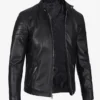 Mens Black Premium Cafe Rcer Leather Jacket