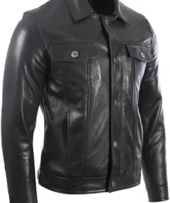 Mens Black Vintage Real Lambskin Leather Jacket