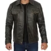 Mens Brown Leather Trucker Jacket