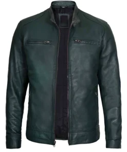 Men's Dodge Dark Green Leather Jacket