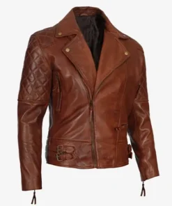 Mens Frisco Dark Brown Asymmetrical Leather Jacket