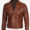 Mens Frisco Dark Brown Quilted Asymmetrical Leather Jacket