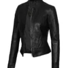 Women Black Real Cafe Racer Leather Jacket