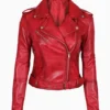 Women Red Leather Jacket