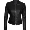 Womens Black Moto Leather Jacket