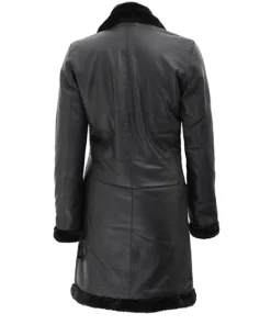 Women’s Black Shearling Long Leather Coat