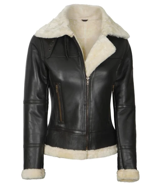 Women’s Brown B3 Bomber Shearling Leather Jacket
