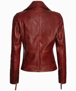Womens Deep Coffe Fitted Asymmetrical Moto Leather Jacket