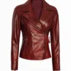 Womens Deep Coffe Moto Leather Jacket