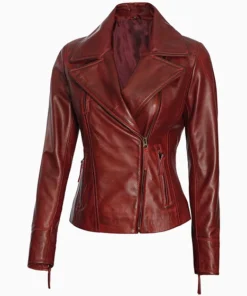 Womens Fitted Asymmetrical Moto Leather Jacket