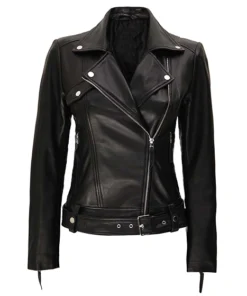 Angela Womens Black Leather Jacket