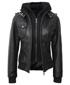 Black Bomber Leather Jacket