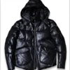 Black Combo Puffer Leather Jacket