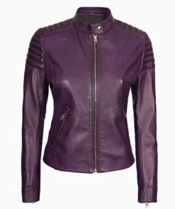 Carrie Womens Purple Motorcycle Leather Jacket