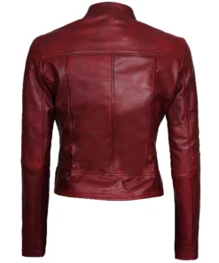 Maroon Moto Leather Jacket
