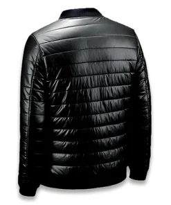Men Black Puffer Leather jacket
