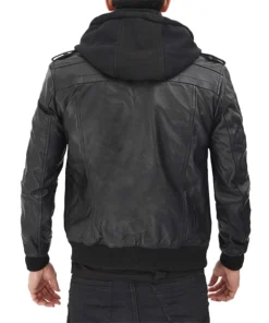 Men Premium Hood Leather Jacket