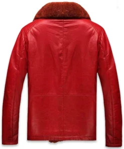 Men Red Shearling Leather Jacket