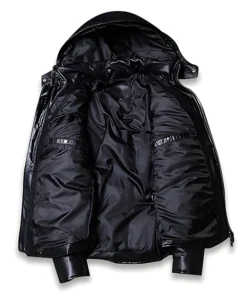 Mens Black Combo Hooded Puffer Jacket