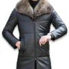 Mens Black Sheepskin Leather Puffer Jacket