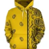 Mens Gold and Black Asymmetrical Pullover Hoodie