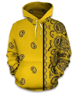 Mens Gold and Black Asymmetrical Pullover Hoodie