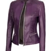 Rachel Purple Biker Leather Jacket