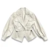 WOMEN’S WHITE GENUINE SHEEPSKIN LEATHER COAT