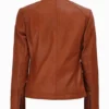 Women Brown Moto Racer Leather Jacket