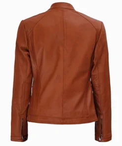 Women Brown Moto Racer Leather Jacket