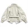 Women White Leather Coat