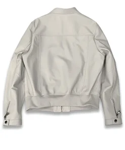 Women White Sheepskin Bomber Leather Jacket