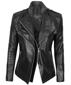 Womens Black Fitted Leather Jacket
