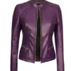 Womens Purple Biker Leather Jacket